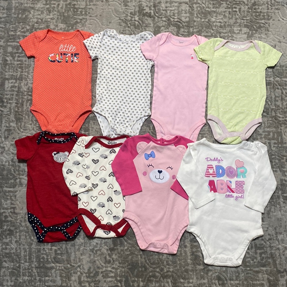 🔥4/20! Bundle of 8 baby girls onesies, 6-9months.